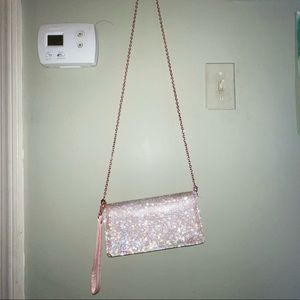 Rose Gold Purse and Wallet with Rhinestones